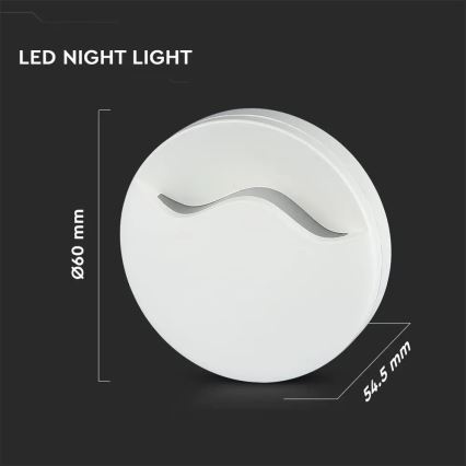 LED Нощна лампа със сензор SAMSUNG CHIP LED/0,5W/230V 60мм 3000K кръгла