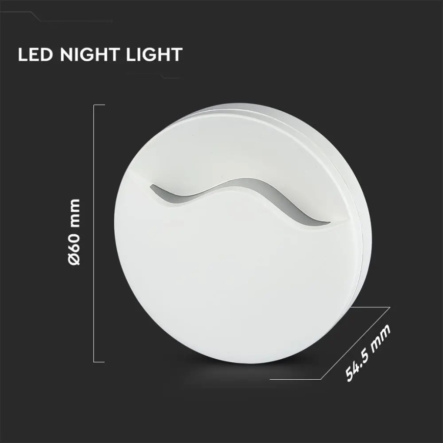 LED Нощна лампа със сензор SAMSUNG CHIP LED/0,5W/230V 60мм 3000K кръгла
