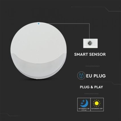 LED Нощна лампа със сензор SAMSUNG CHIP LED/0,5W/230V 65мм 4000K кръгла