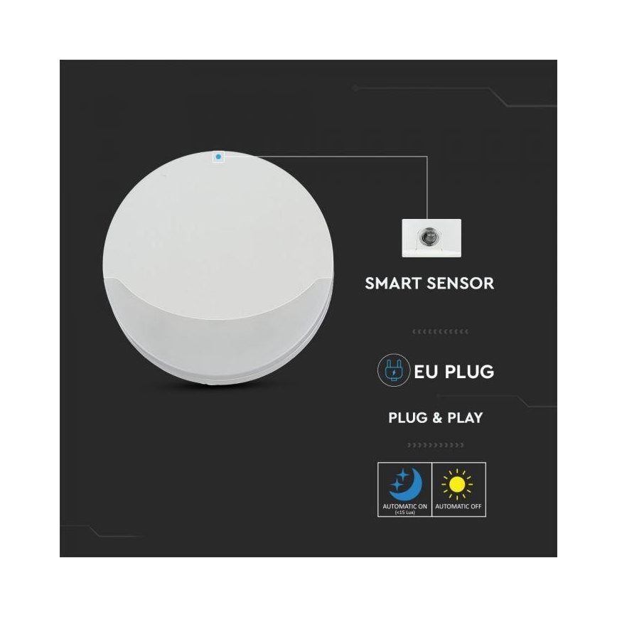 LED Нощна лампа със сензор SAMSUNG CHIP LED/0,5W/230V 65мм 4000K кръгла