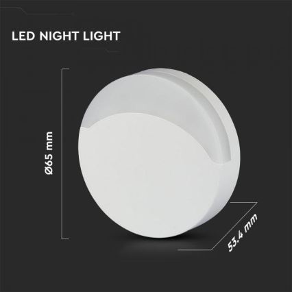 LED Нощна лампа със сензор SAMSUNG CHIP LED/0,5W/230V 65мм 4000K кръгла