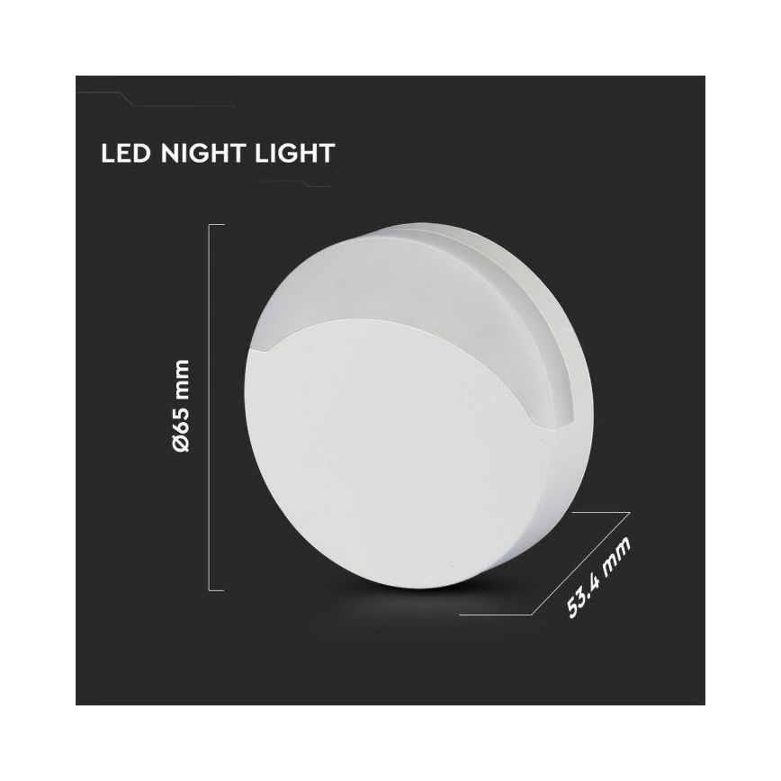 LED Нощна лампа със сензор SAMSUNG CHIP LED/0,5W/230V 65мм 4000K кръгла
