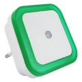 LED нощна лампа със сензор за сумрак LED/0,5W/230V зелена