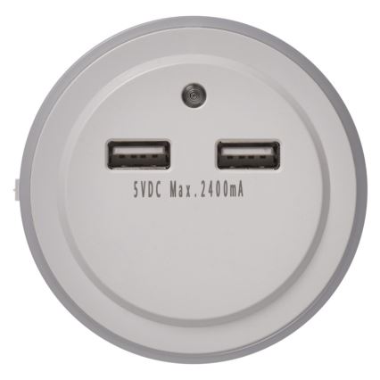 LED нощна лампа в контакт с фотосензор + 2xUSB 3xLED / 0.3W / 230V
