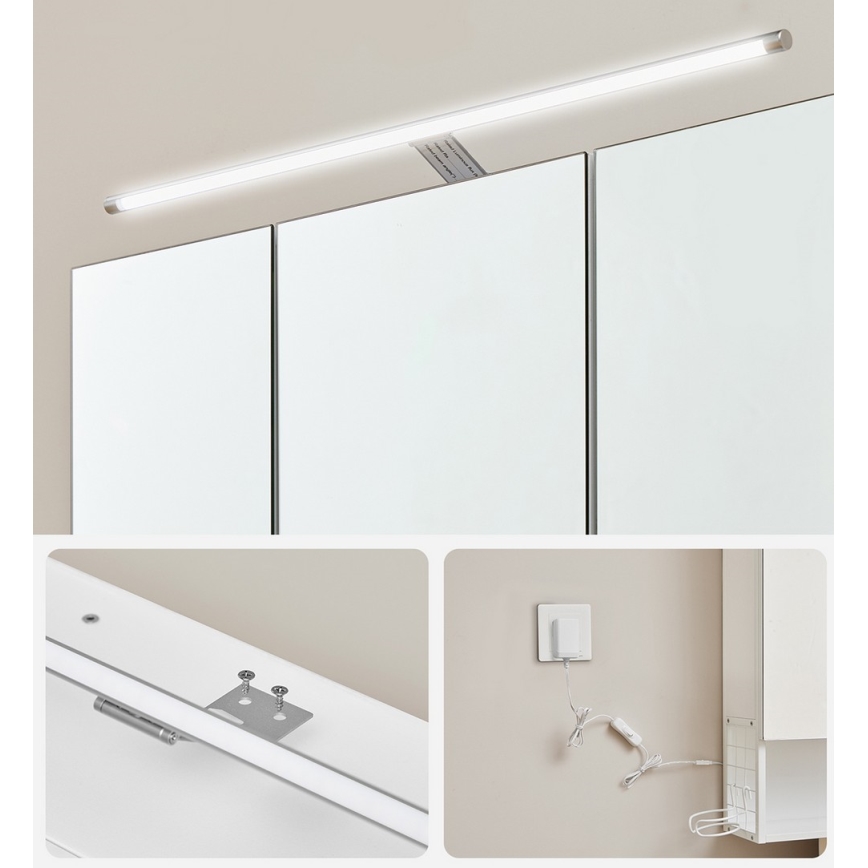 LED огледален шкаф за баня SKY 70x70x16 см 230V бял