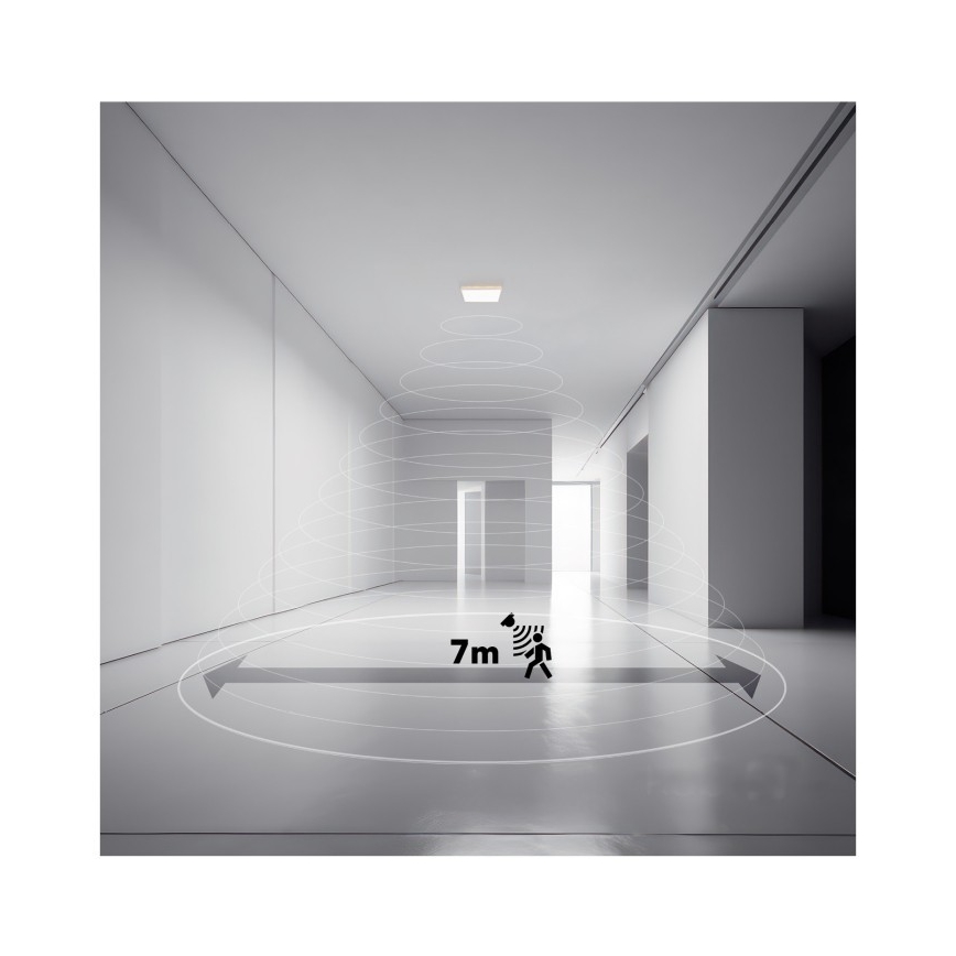 LED баня осветително тяло с датчик за движение и здрач NIVERA LED/12W/230V IP54 3000/4000/6000K 22,5x22,5 см бяло + дистанционно управление