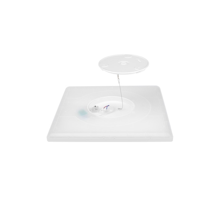 LED баня осветително тяло с датчик за движение и здрач NIVERA LED/12W/230V IP54 3000/4000/6000K 22,5x22,5 см бяло + дистанционно управление