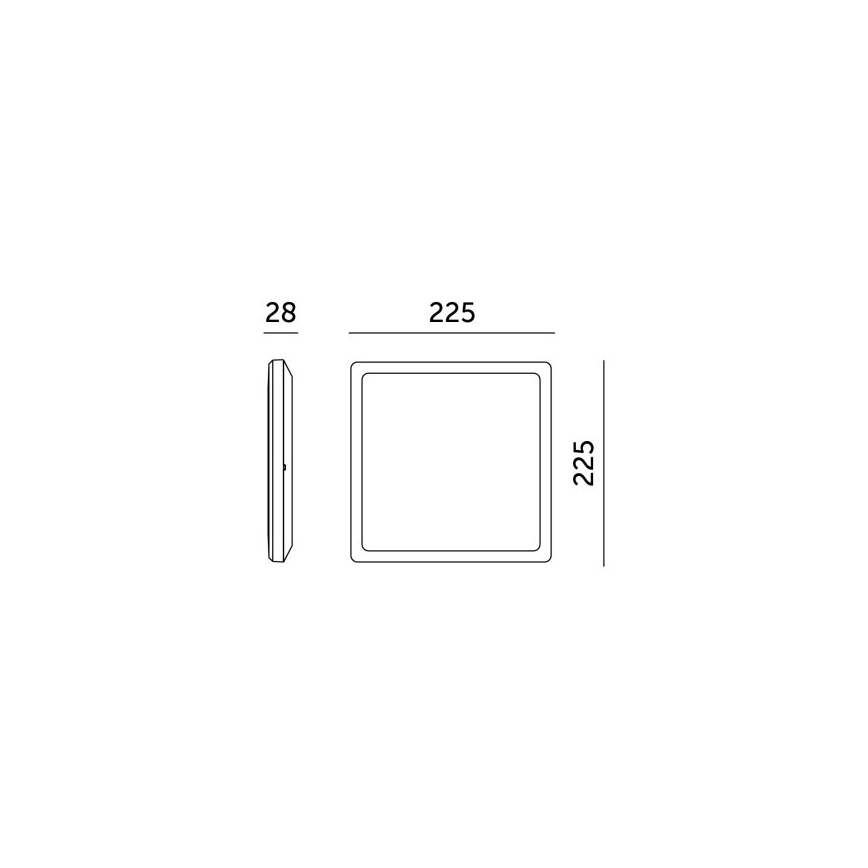LED баня осветително тяло с датчик за движение и здрач NIVERA LED/12W/230V IP54 3000/4000/6000K 22,5x22,5 см черно + дистанционно управление
