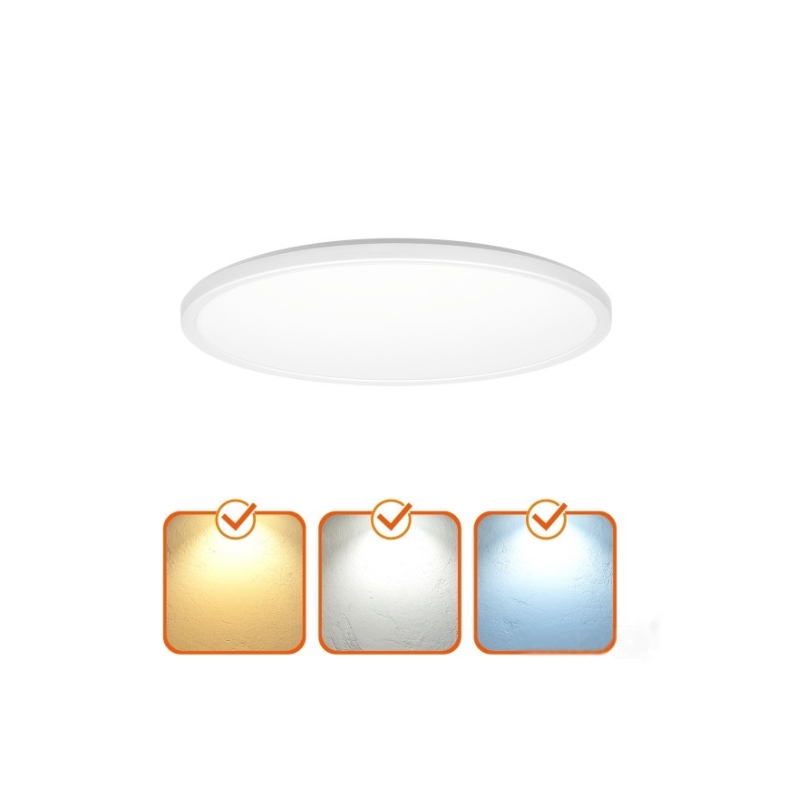 LED Баня осветително тяло с датчик за движение и здрач NIVERA LED/32W/230V IP54 3000/4000/6000K Ø 42 см бяло + дистанционно управление