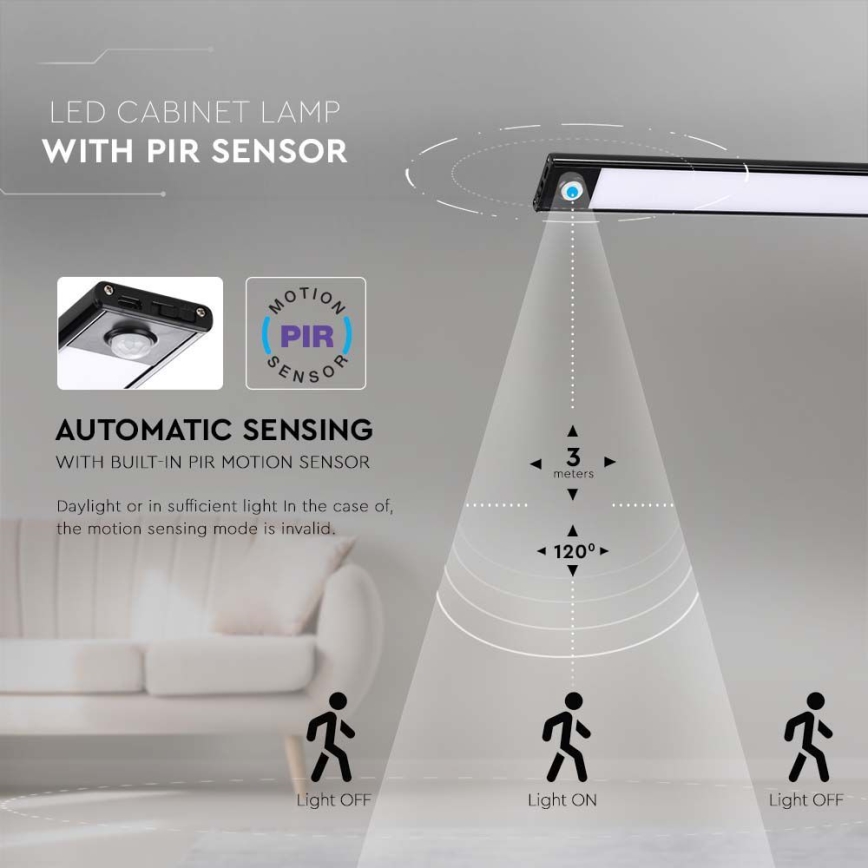 LED осветително тяло за подложка със сензор LED/2W/5V 2200 mAh 3000K