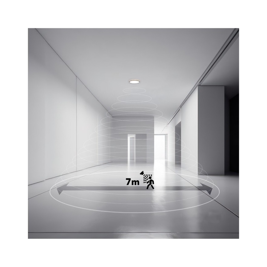 LED осветително тяло за баня със сензор за движение и сумрак NIVERA LED/12W/230V IP54 3000/4000/6000K диаметър 22,5 см черно + дистанционно управление