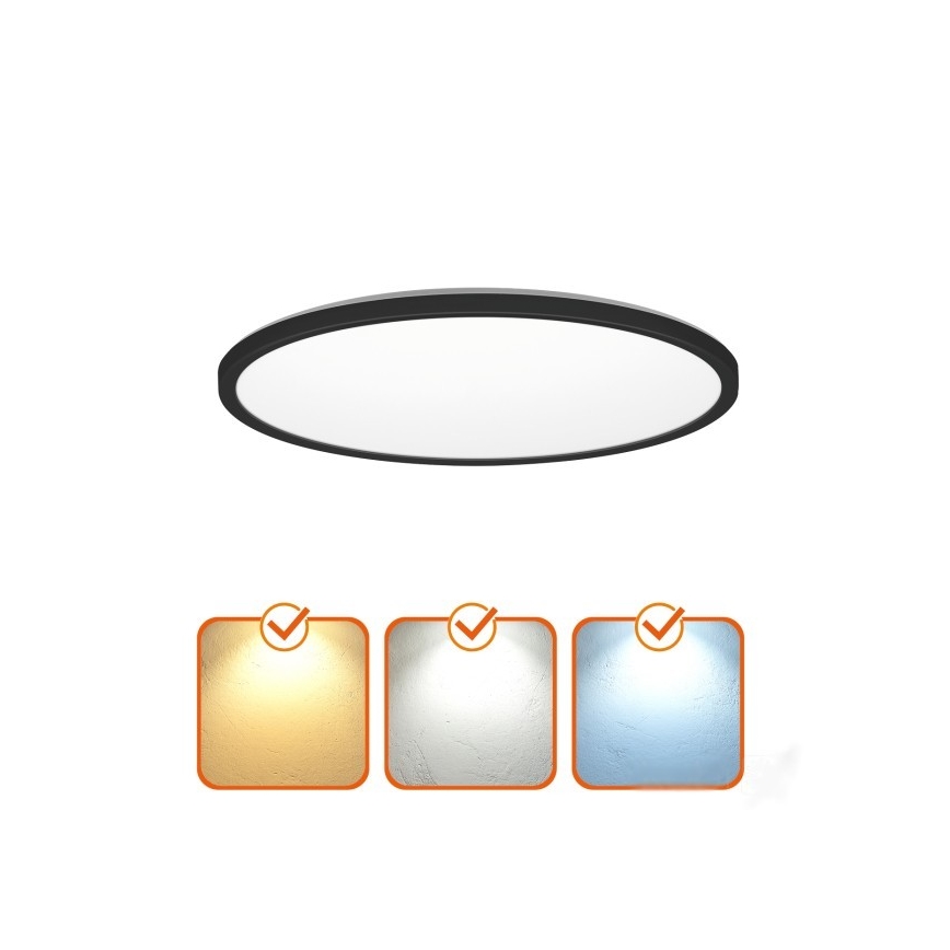 LED осветително тяло за баня със сензор за движение и сумрак NIVERA LED/12W/230V IP54 3000/4000/6000K диаметър 22,5 см черно + дистанционно управление