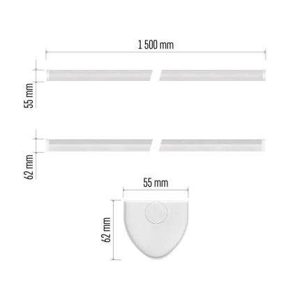 LED осветително тяло за монтаж под шкаф LED/60W/230V 4000K 150 cm