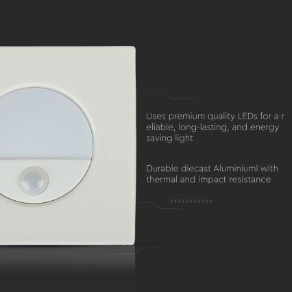 LED осветително тяло за стълби с сензор за движение LED/3W/230V 4000K бяло
