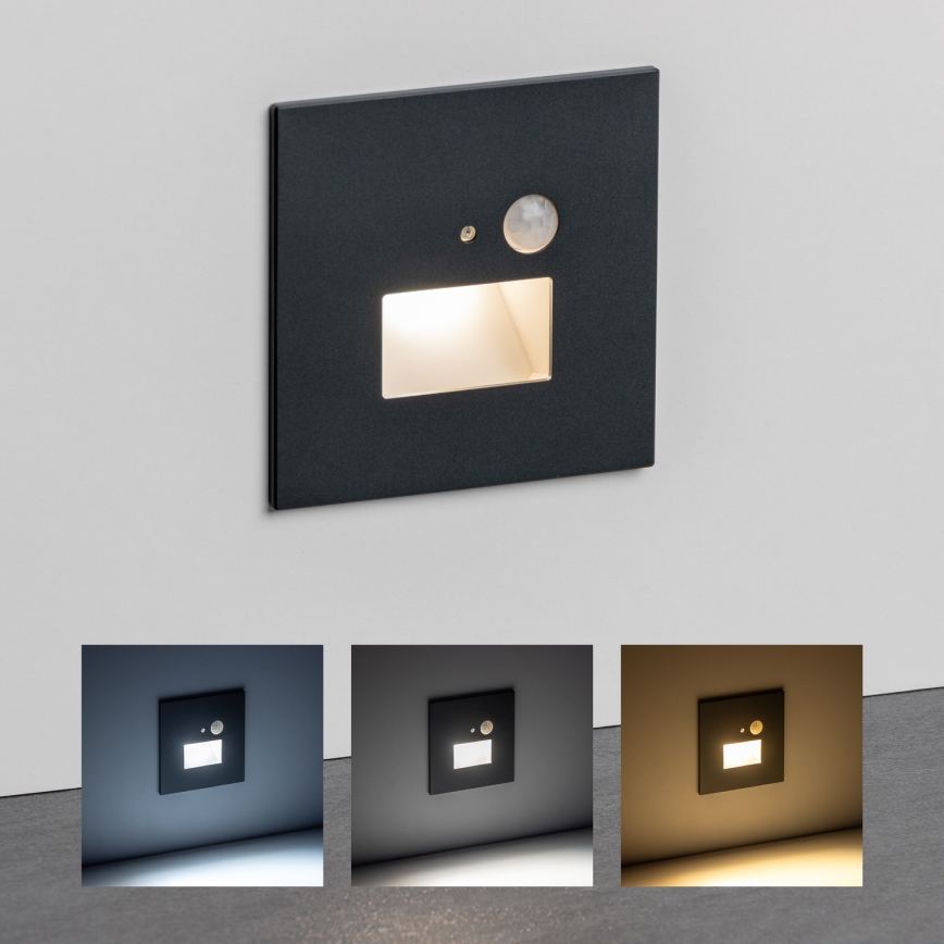 LED осветително тяло за стълби със сензор за движение и сумрак LED/1,5W/230V 3000/4000/6500K антрацит