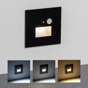 LED осветително тяло за стълбище със сензор за движение и сумрак LED/1,5W/230V 3000/4000/6000K черно