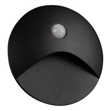 LED осветително тяло за стълбище със сензор за движение и за сумрак EXIN LED/2,5W/230V 4000K IP65, черно, кръгло