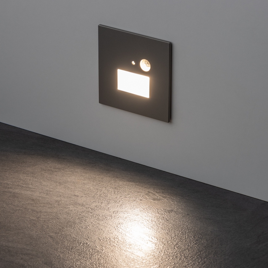 LED осветително тяло за стълби със сензор за движение и сумрак LED/1,5W/230V 3000/4000/6000K сиво