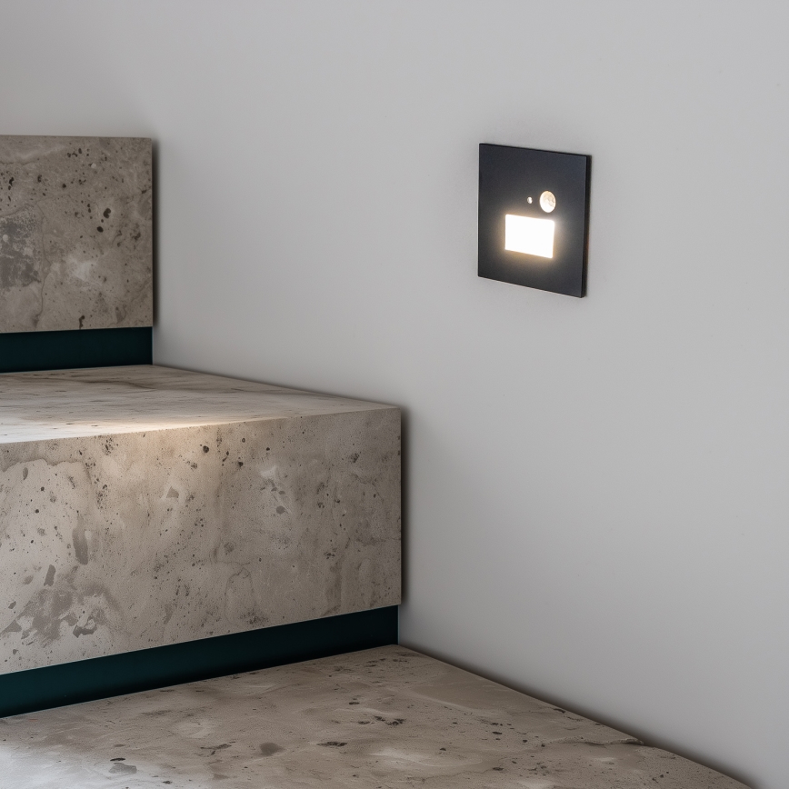 LED осветително тяло за стълби със сензор за движение и сумрак LED/1,5W/230V 3000/4000/6500K антрацит