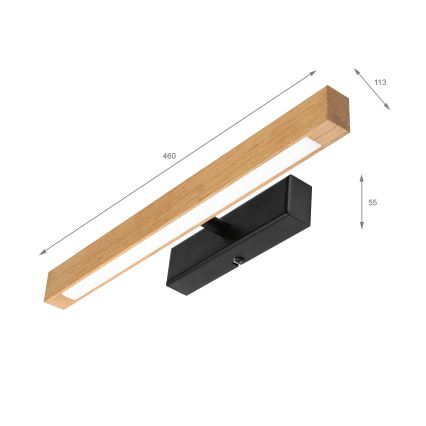 LED осветително тяло за картини VERDE LED/5,5W/230V 3000K 46 cm дъб/черно