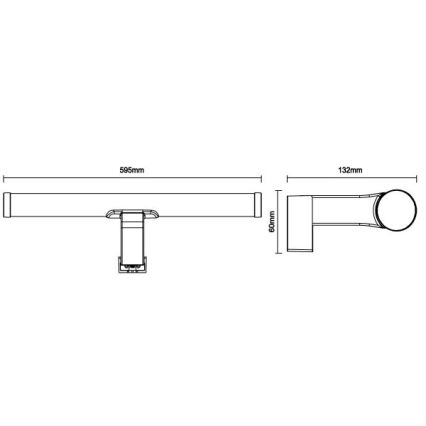 LED осветление за огледало в банята, 12W/230V, 59,5 cm, IP44, полирано хромирано покритие