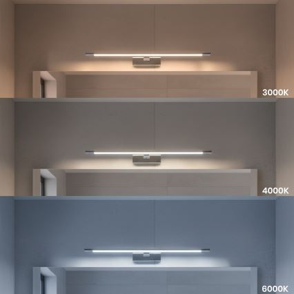 KLIMT LED огледално осветление за баня, 12W/230V, 3000/4000/6000K, 60 cm, IP44, лъскав хром