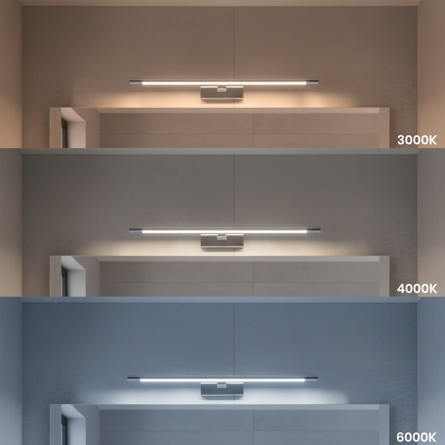 KLIMT LED огледално осветление за баня, 12W/230V, 3000/4000/6000K, 60 cm, IP44, лъскав хром