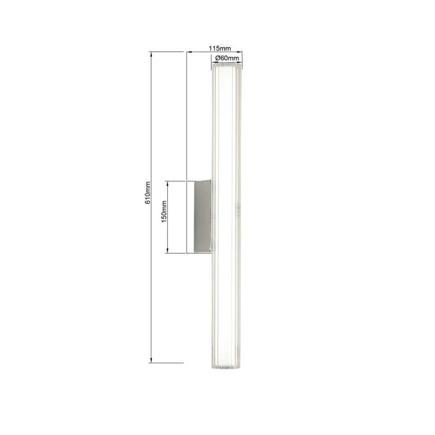 LINEA LED/12W/230V – огледално осветление за баня, 3000/4000/6000K, IP44, 61 cm, лъскав хром