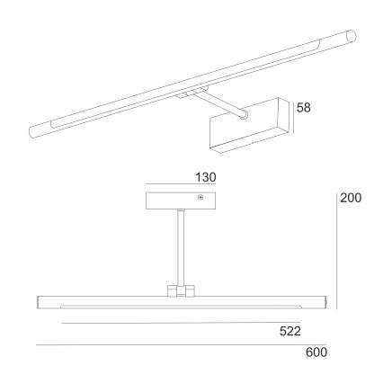 LED осветление за огледало за баня MIRROR LED/8W/230V 4000K IP44 60 см черно