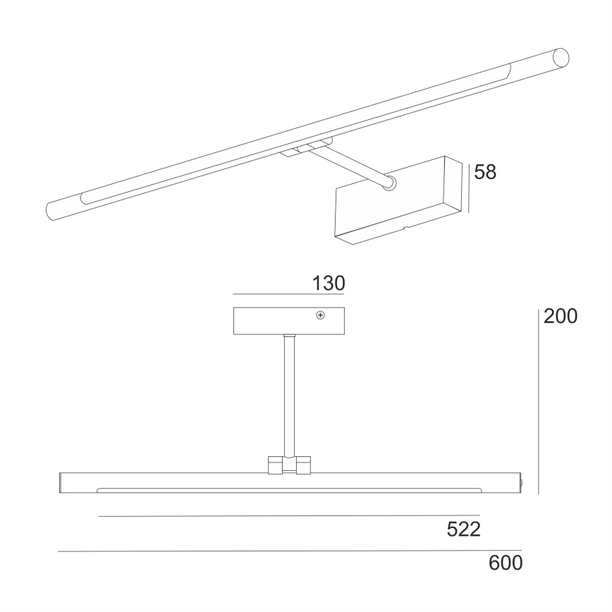 LED осветление за огледало за баня MIRROR LED/8W/230V 4000K IP44 60 см черно