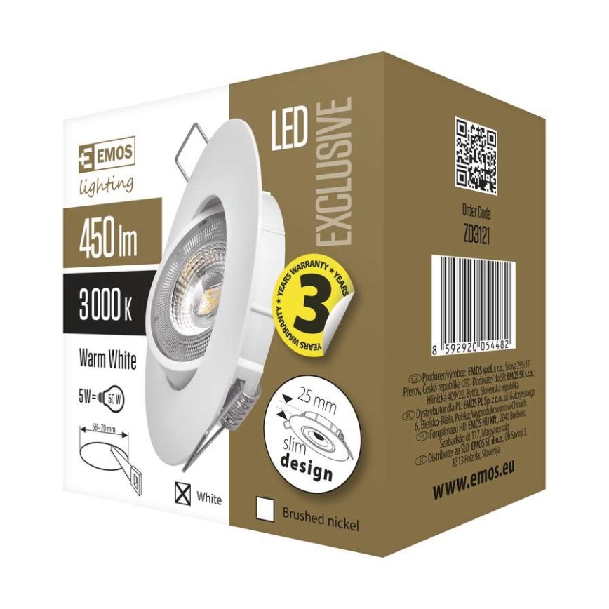 LED Осветление за окачен таван EXCLUSIVE LED/5W/230V 3000 K бяла