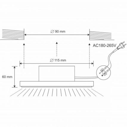 LED осветление за таван за баня LED / 10W / 230V 4000K сребро IP44