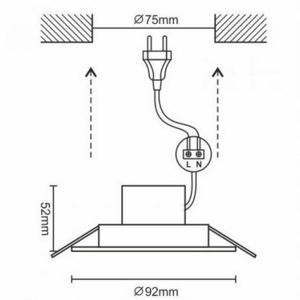 LED Осветление за таван за баня LED / 7W / 230V 4000K бяло IP44