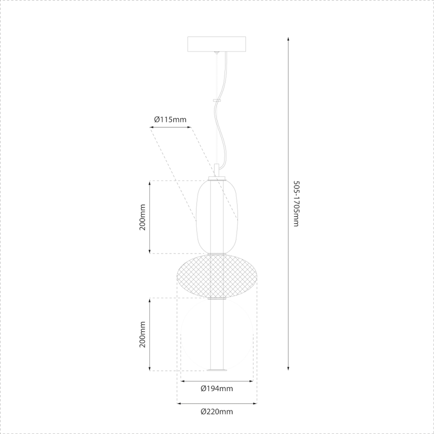 LED Пендел ARAME LED/23W/230V Ø 22 см черен