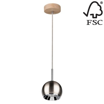 LED Пендел BALL WOOD 1xGU10/5W/230V матов дъб - FSC сертифициран