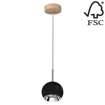 LED Пендел BALL WOOD 1xGU10/5W/230V матов дъб - FSC сертифициран