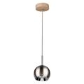 LED Пендел BALL WOOD 1xGU10/5W/230V матов дъб