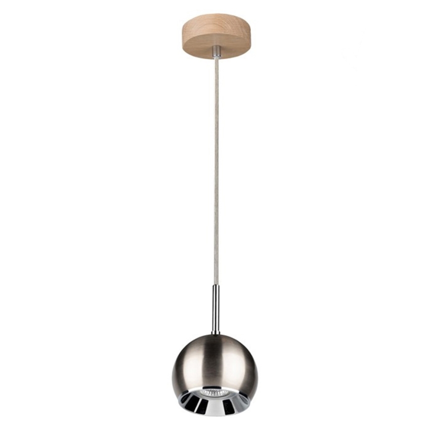 LED Пендел BALL WOOD 1xGU10/5W/230V матов дъб