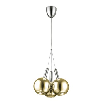 LED Пендел BALLS 3xLED/5W230V златист/матов хром
