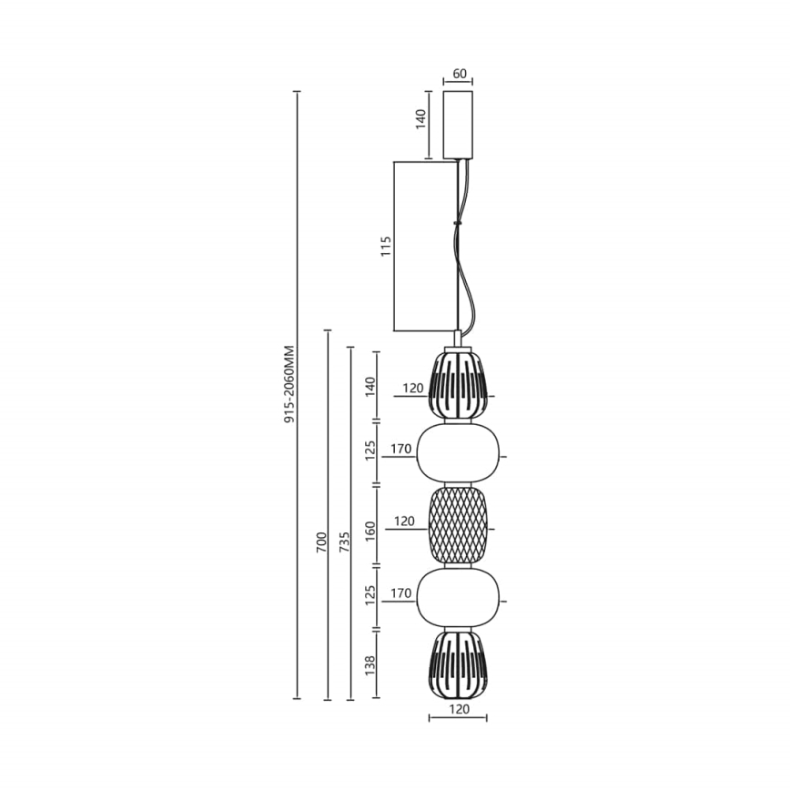 LED Пендел CARO LED/40W/230V златист