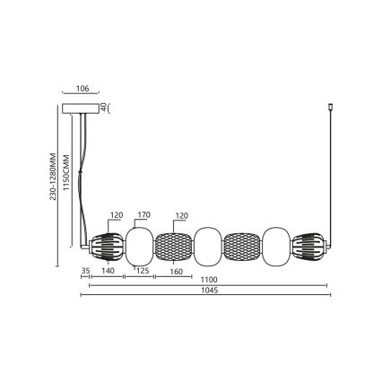 LED Пендел CARO LED/42W/230V лъскав хром