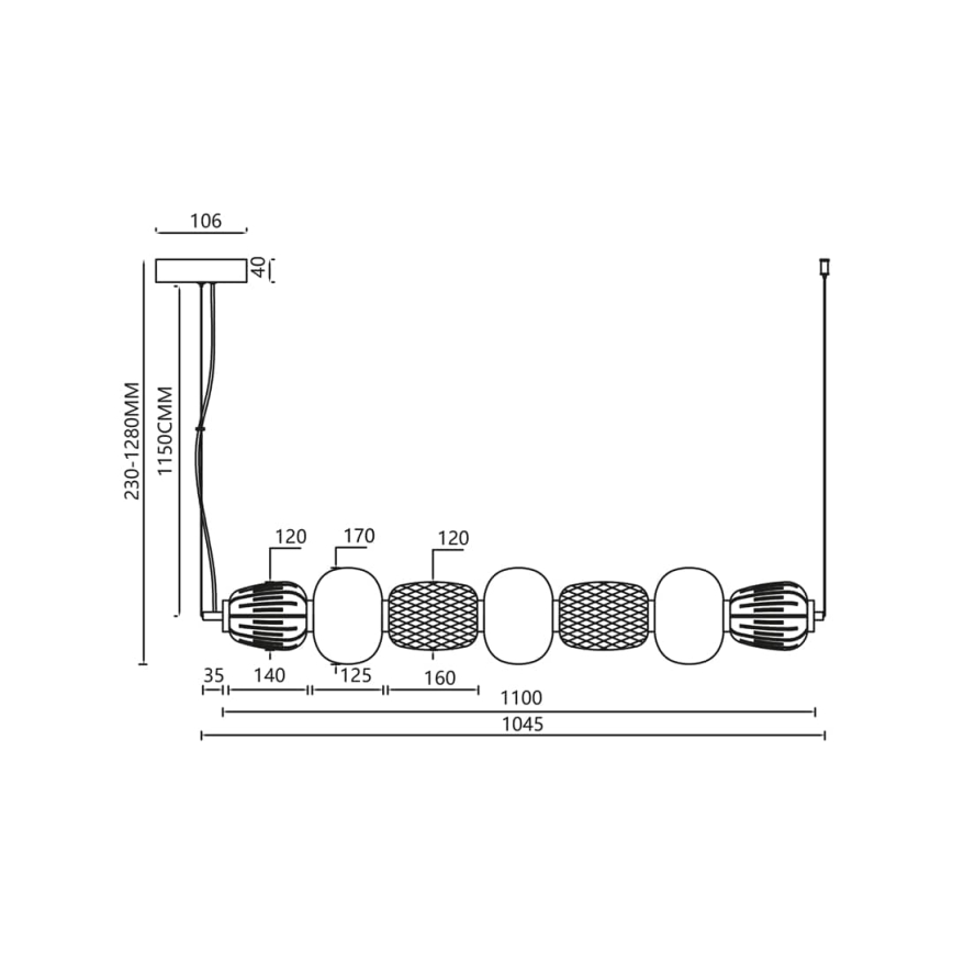 LED Пендел CARO LED/42W/230V лъскав хром