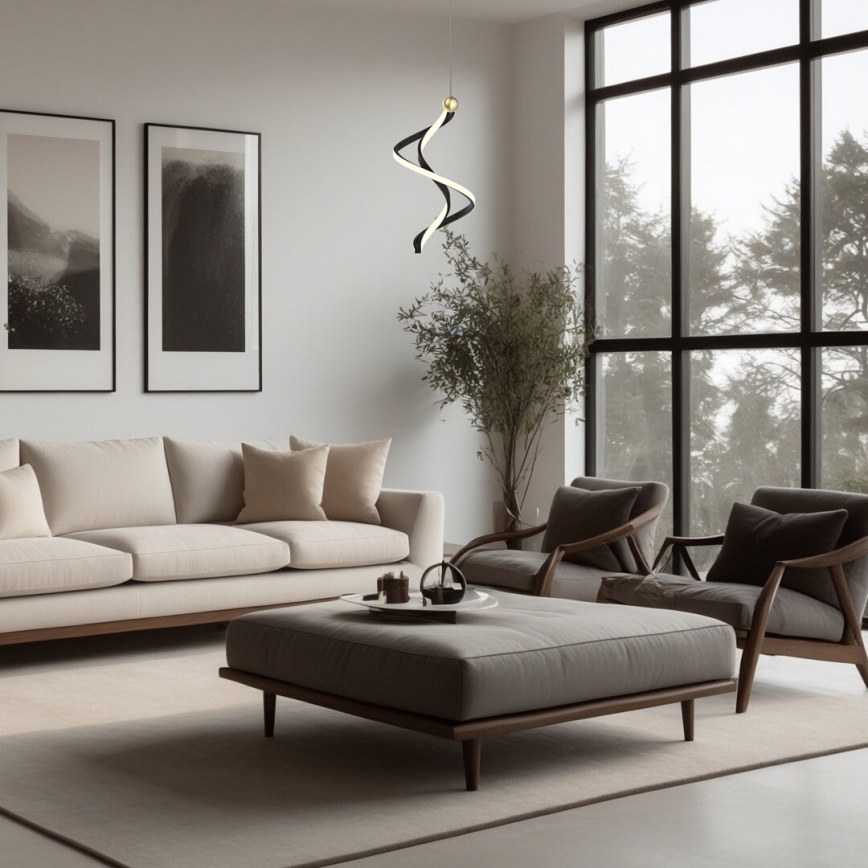 LED Пендел COLIA LED/19W/230V черен/златист