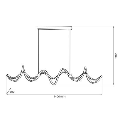 LED Пендел COLIA LED/55W/230V черен/златист