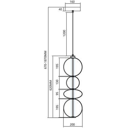 LED Пендел DAPHNE LED/36W/230V сив