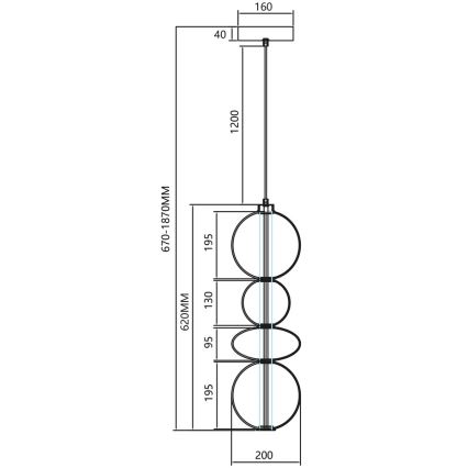 LED Пендел DAPHNE LED/36W/230V златист