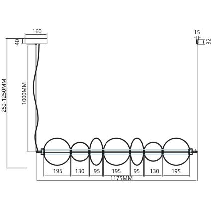 LED Пендел DAPHNE LED/40W/230V сив