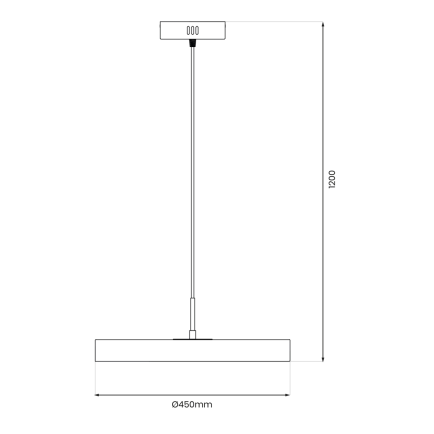 LED Пендел DISC LED/38W/230V Ø 45 см черен