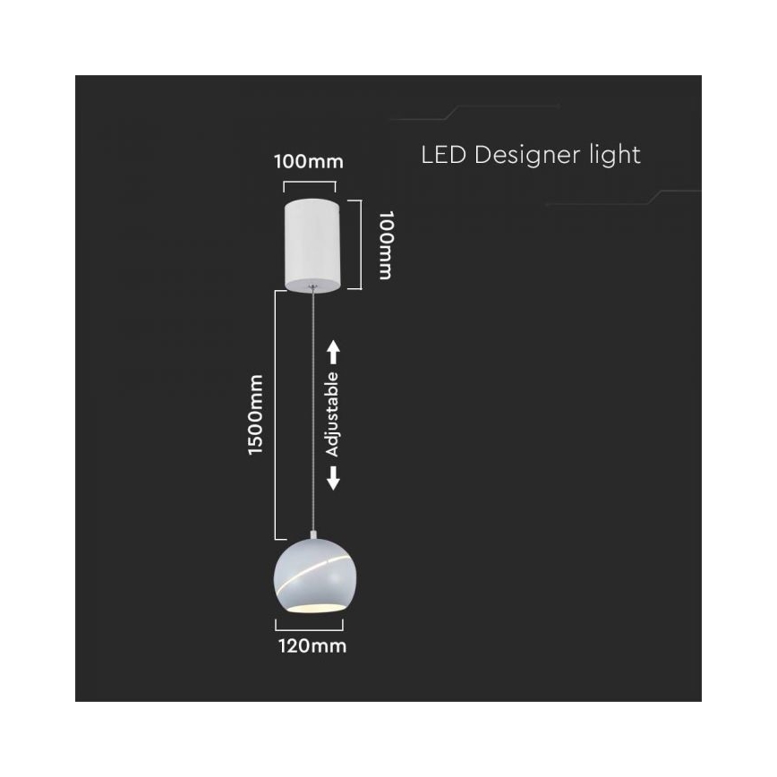 LED Пендел докосване LED/8,5W/230V 3000K бял