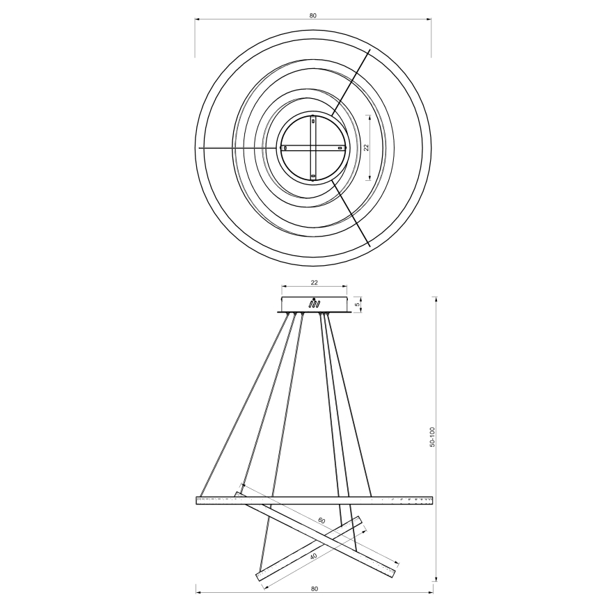LED Пендел GALAXIA LED/85W/230V черен